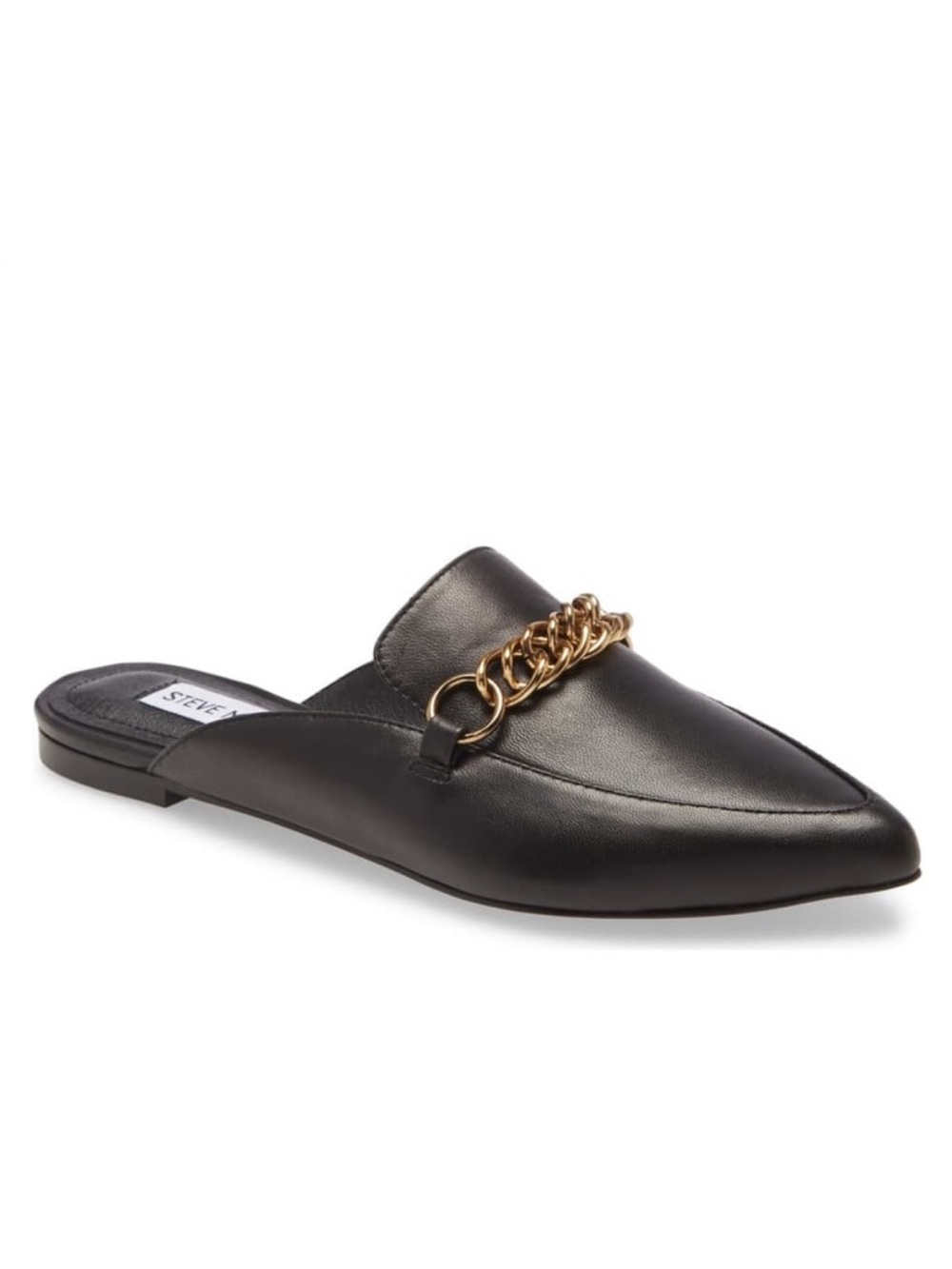 Steve Madden Forever Chain  Pointed Toe Mule Loafer w Gold Chain NWT Sz 7.5